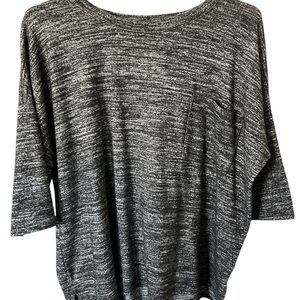 Zenana Outfitters Gray and Black 3/4 Sleeve Boxy Sweater